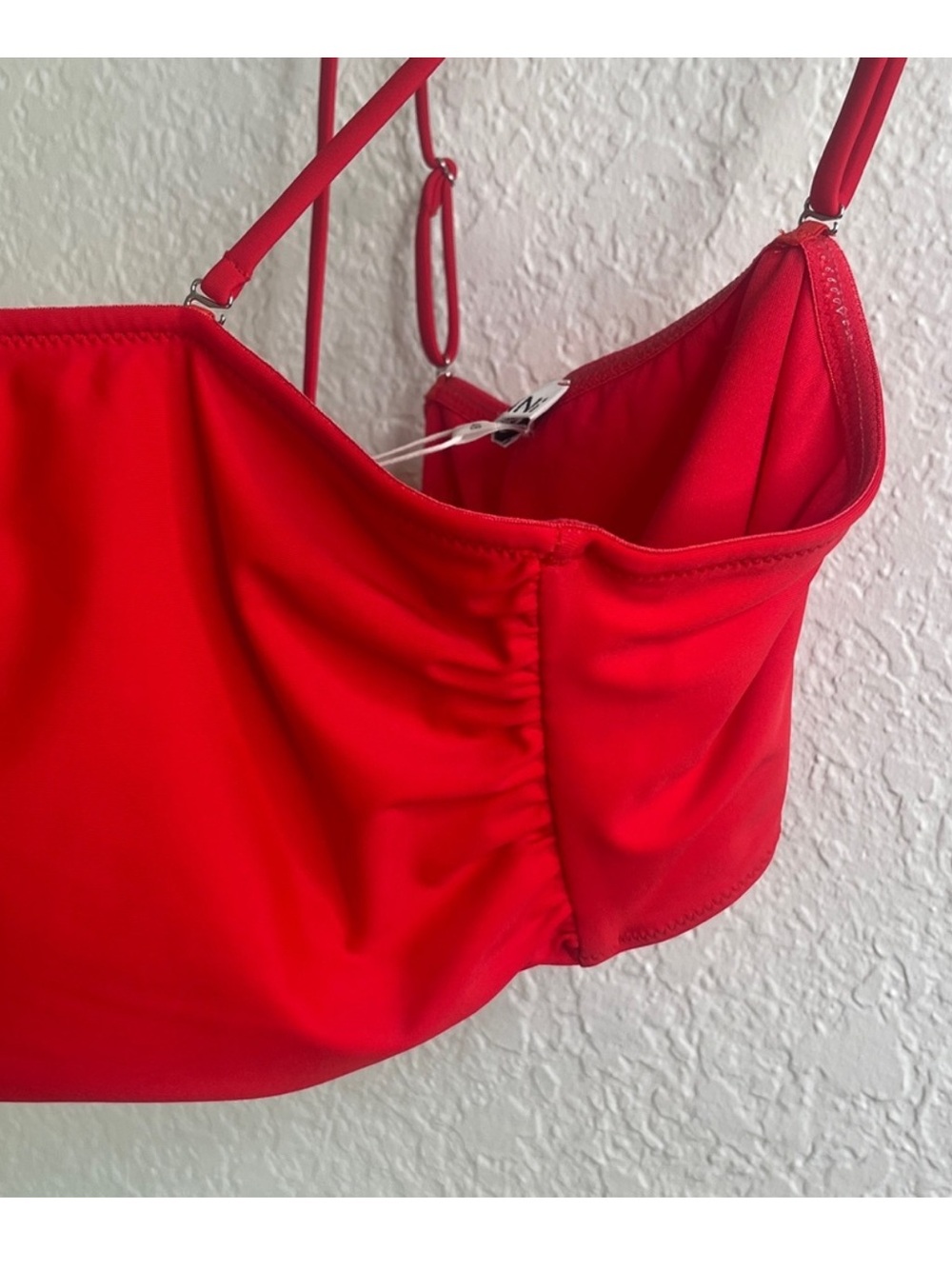 Ganni Black Bandeau High-Waist Bikini Set in Red Euro Size 48 - Picture 6 of 10